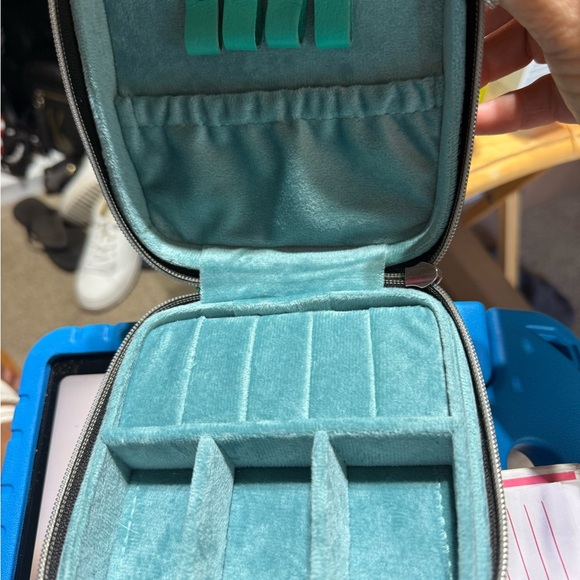 Cowhide and Teal Square Bag jewelry organizer 000584 - Picture 2 of 3